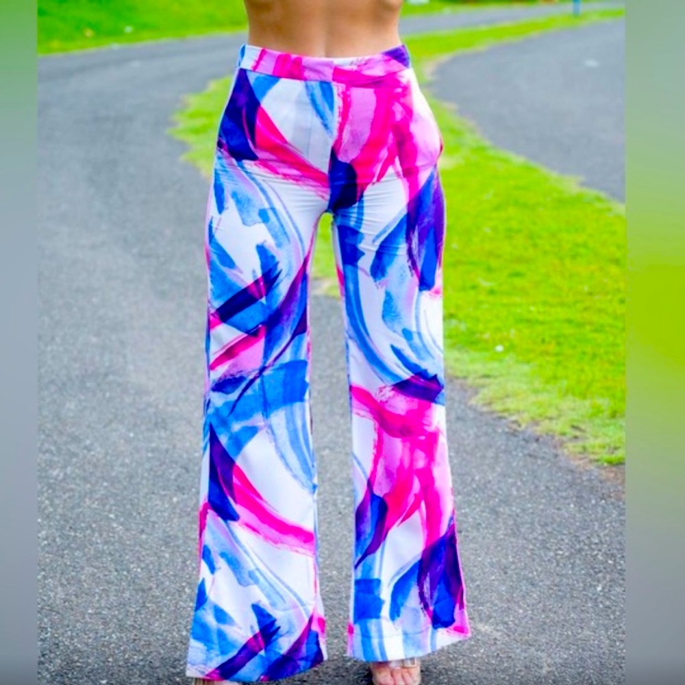 Colorful wide leg pants